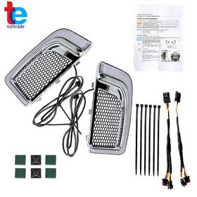 Turitrade Tr43690 For Touring 2014-2021 Led Fairing Lower Grill Turn Signal Running Light Chrome