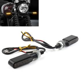 Twoagain 550730546090 Fit Cafe Racer Bobber Led Mini Turn Signal Amber Light Running Blinker Smoke