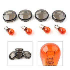 Twoagain 550730579739 4x Smoke Turn Signal Lens Amber Bulbs Fit Harley Softail Dyna Sportster 1200