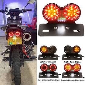 Twom Mallb1700150001p Motorcycle Led Twin Dual Tail Turn Signal Brake License Plate Integrated Lights