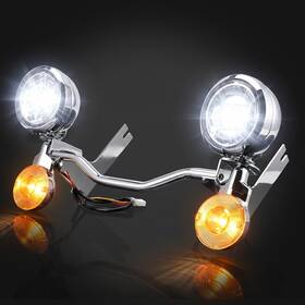 Twom Mallb171hlooo33oooo1x For Harley Road King 1994-2013 12 Passing Turn Signal Fog Spot Light Bar Chrome