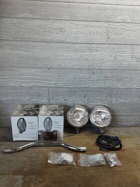 United Pacific C364008 5 Inch Round Antique Vintage Fog Light Lights Set Bracket Kit Rev-00