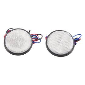 Uxcell 609876988940 2pcs White Led Light Round Shape Motorcycle Reflector Rear Tail Brake Stop Lamp
