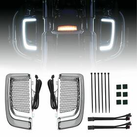 Vipih Ts-178-sil Tracer Led Lower Fairing Grills Lights For Electra Flh/t Road Glide Silver