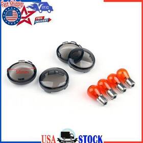 Vipjq Ts-123-smoke 4pcs Smoke Turn Signal Lens Bulbs Fit For Fxdf Softail Dyna Sportsters 02 &up Yu