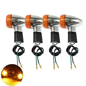 Vrweare Universal 4pcs Motorcycle Turn Signals Chrome Bullet Front Rear