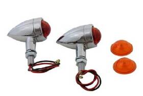Wyatt Gatling 33-0665 Motorcycle Bullet Style Marker Lamp Set Red And Amber Lenses