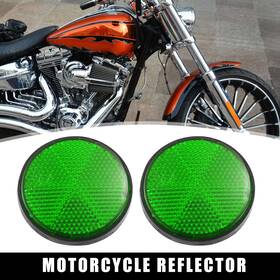 X Autohaux 726215504460 2 Pcs 56mm Green Universal Round Reflective Warning Self Adhesive Reflector