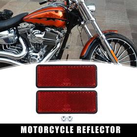 X Autohaux 726215504477 2 Pcs M6x1.0 Red Plastic Rectangular Screw Mount Reflective Warning Reflector