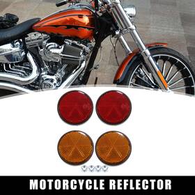X Autohaux 726215504576 4pcs M6x1.0 Orange Red Motorcycle Round Screw On Reflective Warning Reflectors