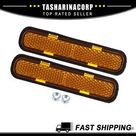 X Autohaux 766549251449 Piece Of 2 M5x0.8 Orange Rectangular Screw On Reflective Warning Reflector