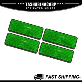 X Autohaux 766549251456 Piece Of 4 87mm Green Rectangular Reflective Warning Reflector Motorcycle