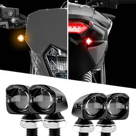 Xk Glow 850046479861 Mini Led Turn Signal Blk Kit Front And Rear Amber/red