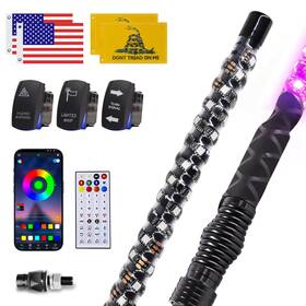 Zimablue Hz5090-3ft02 2pc 3ft Whip Lights For Side By App And Remote Pair Rgb