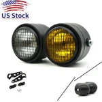 Motorcycle Black & Amber Twin Dominator Headlight Dual Lamp And Mount Bracket. Fixed Price $64.09.