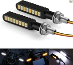 2PCS Flowing Led Motorcycle Turn Signal Daytime Running Color: White & Amber. Fixed Price $23.24.