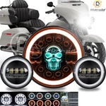 7" Inch Led Projector Rgb HEADLIGHT+4.5"PASSING Lights Halo For Harley Touring. Fixed Price $69.99.