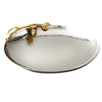 Elegance Golden Vine Hammered Round Tray 10.75-INCH Silver/gold 70024. Fixed Price $99.77.