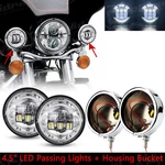 4-1/2" Led Auxiliary Spot Fog Passing Lights With Housing Bucket Fit For Harley. Fixed Price $60.99.