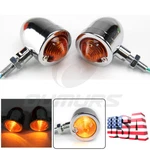 2X Universal Motorcycle Bullet Turn Signal Amber Indicator Blinker Lights Chrome. Fixed Price $11.95.
